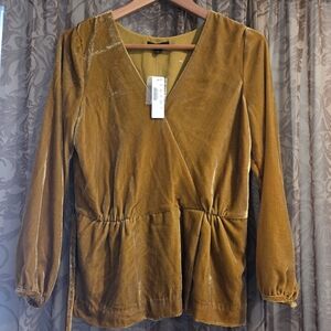 Elegant Mustard Velure Wrap Top By J Crew